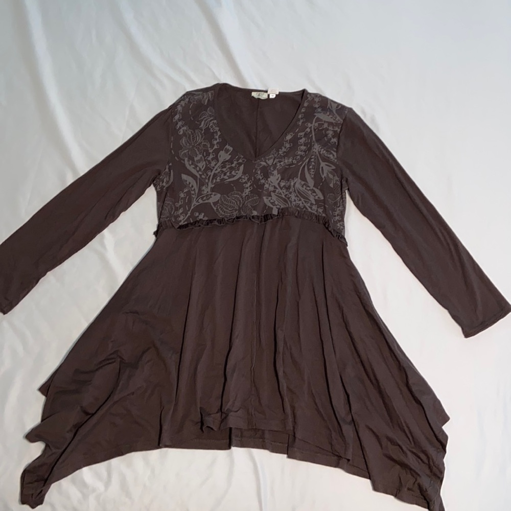 Brown size medium 100% polyester continent tunic dress
